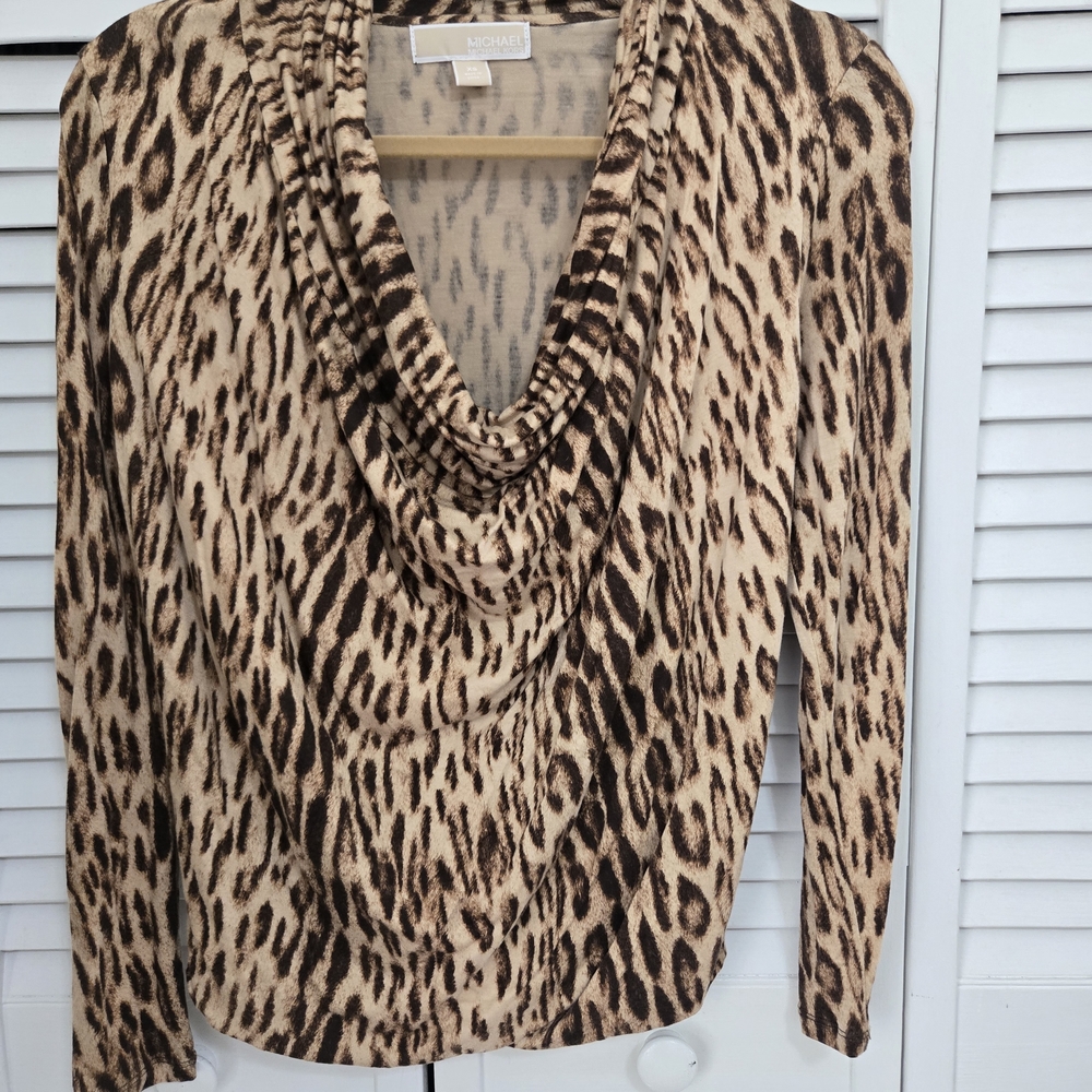 Michael Kors Leopard Print Top - Brown and Black